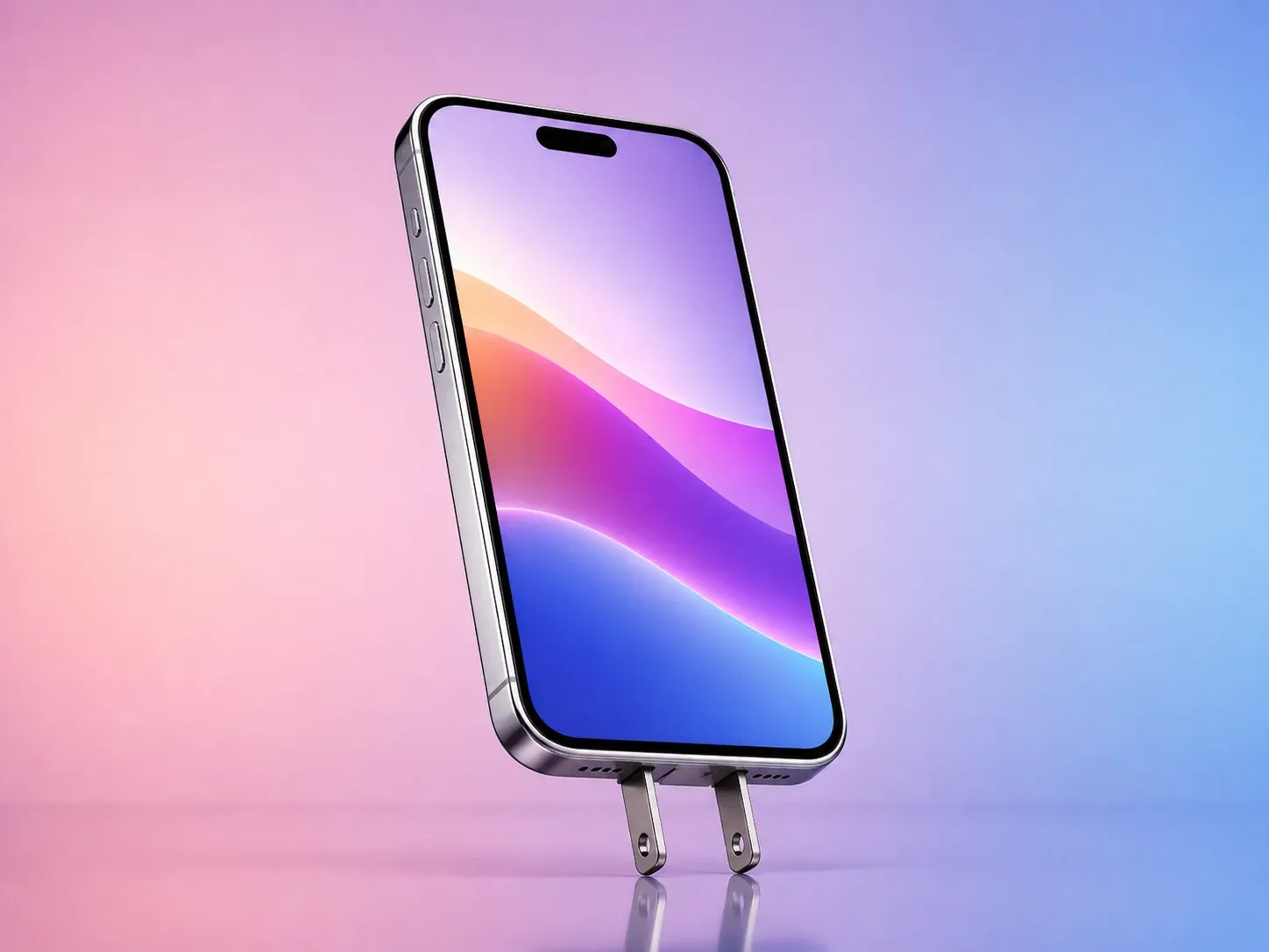 A modern smartphone with a swirling display, standing upright