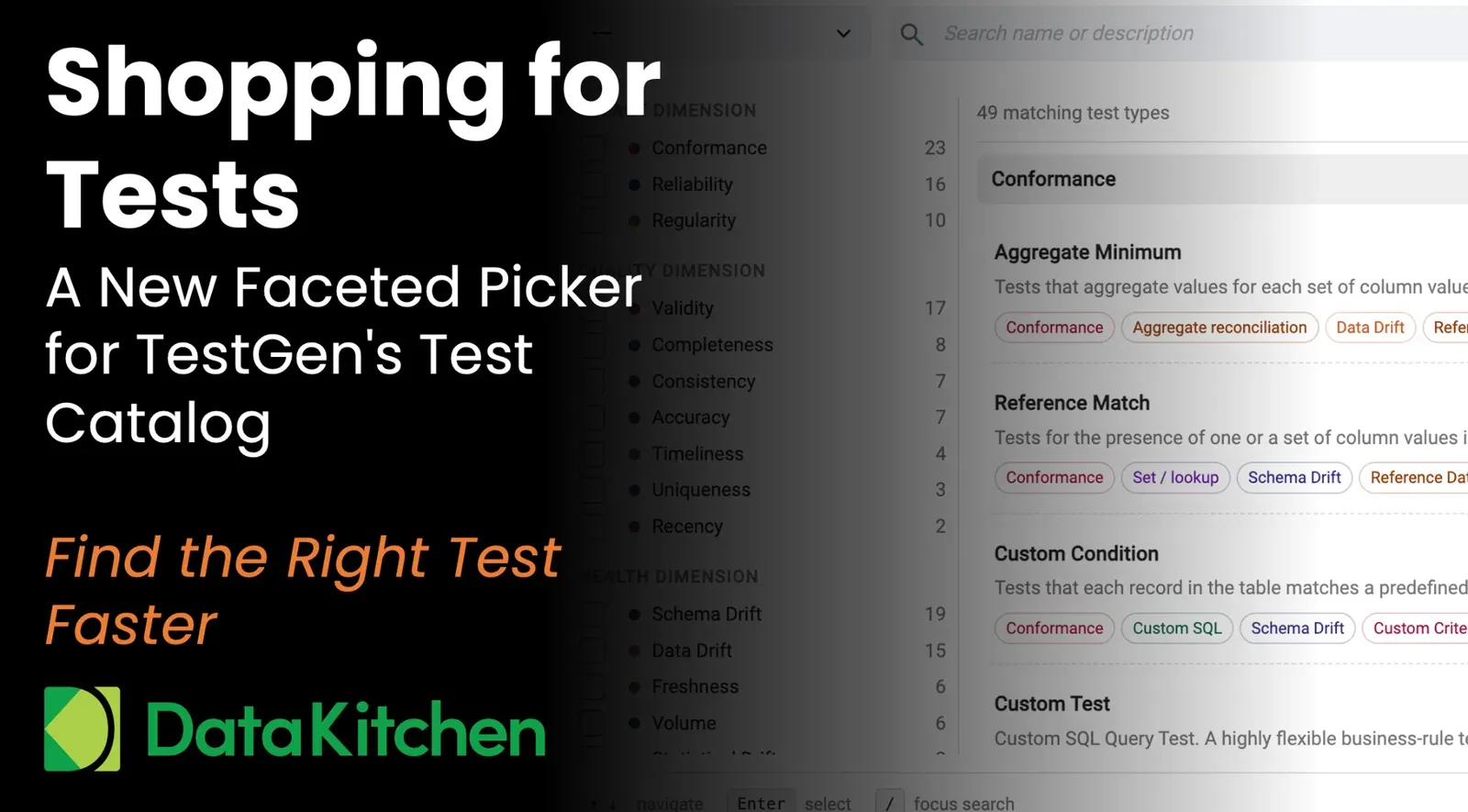 Shopping for Tests: A New Faceted Picker for TestGen's Test Catalog