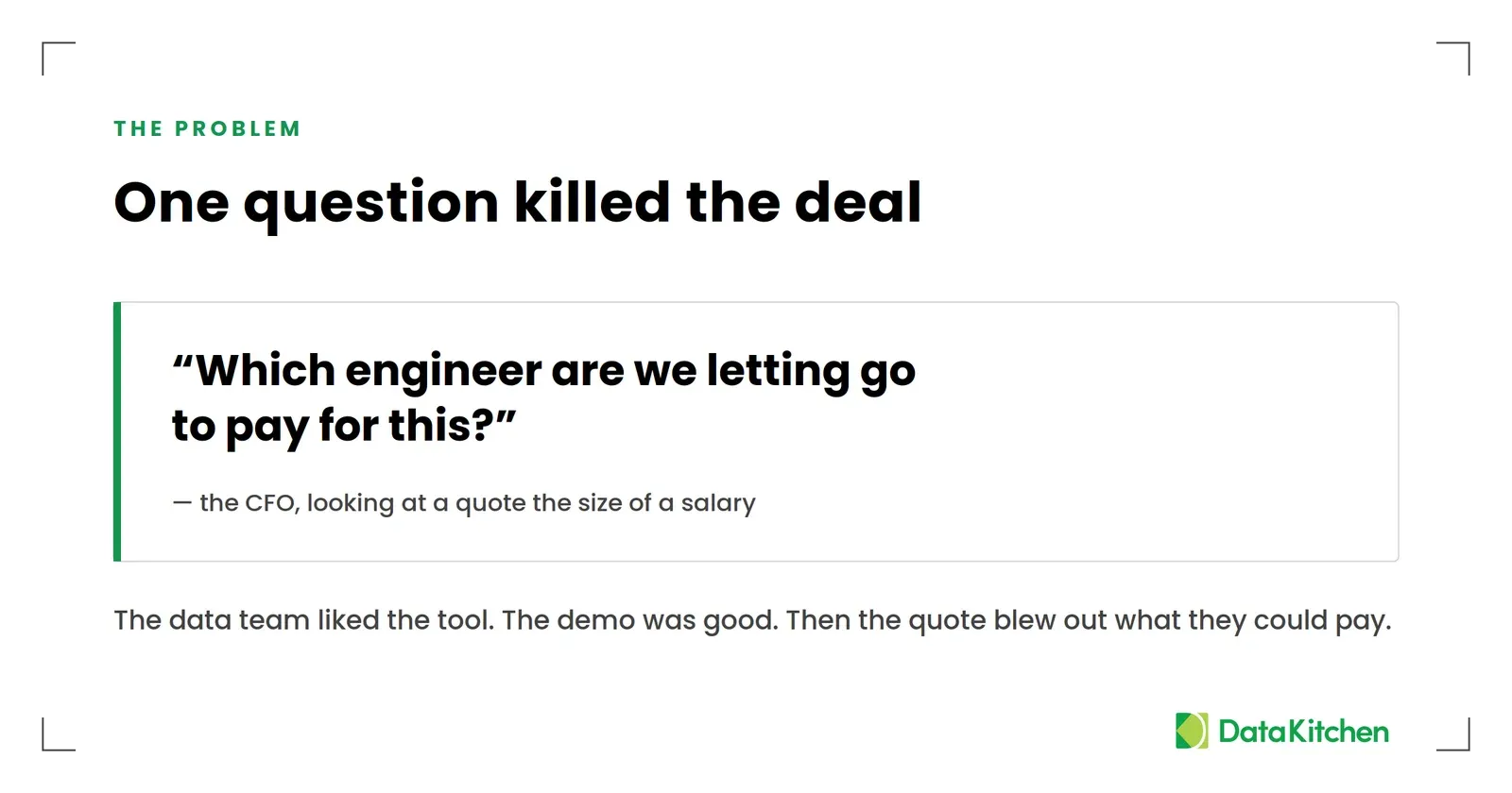 One question killed the deal: which engineer are we letting go to pay for this?