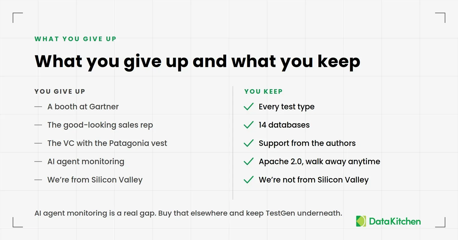 What you give up and what you keep, ending on We're from Silicon Valley versus We're not from Silicon Valley