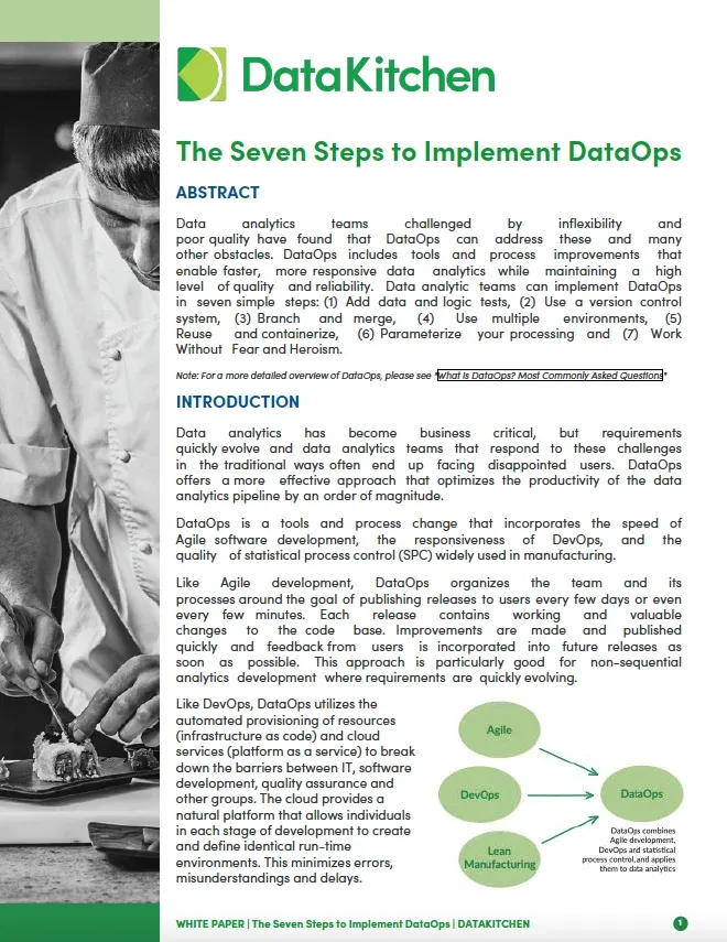 Cover of the 7 Steps to Implement DataOps white paper