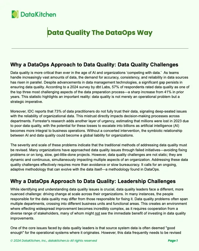 Cover of the Data Quality: The DataOps Way white paper
