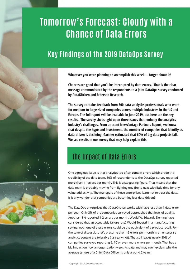 Cover of the Key Findings of the 2019 DataOps Survey white paper