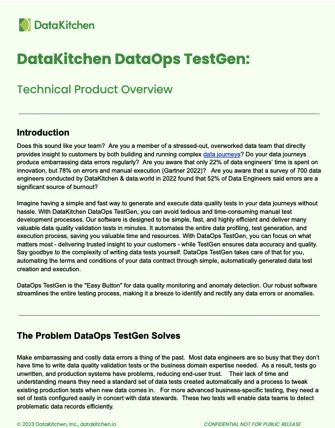 DataOps TestGen – Technical Product Overview