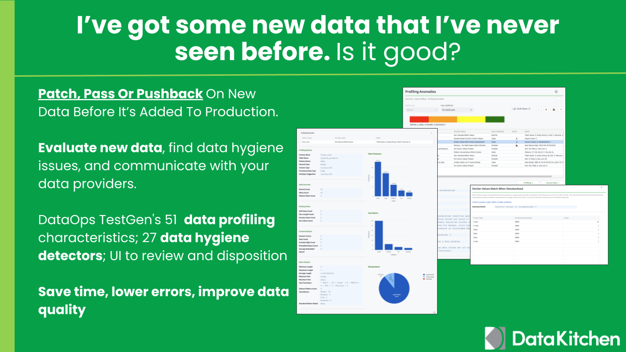 DatKitchen Open Source Data Observability Features - New Data